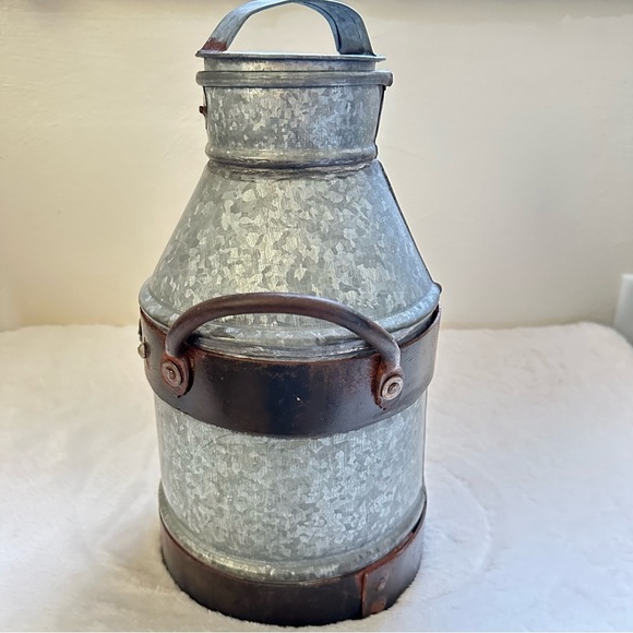 Farmhouse Rustic Metal Galvanized Decorative Milk Can - Picture 3 of 15